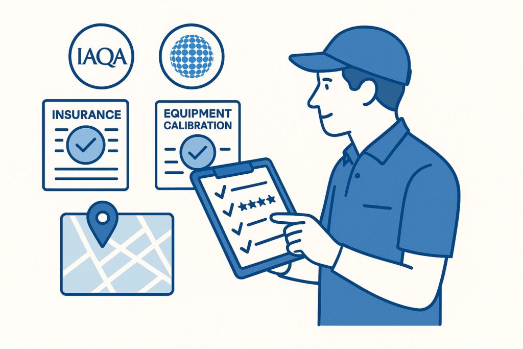 choose air quality testing service checklist certifications