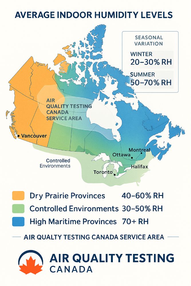 Canada climate zones map showing humidity levels affecting air quality readings
