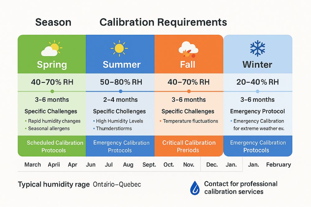 seasonal calibration timeline for Canadian air quality sensors spring summer fall winter