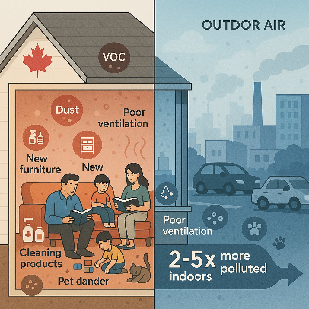 indoor outdoor air quality testing comparison canadian homes cross section view